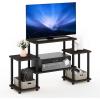 Furinno JAYA Simple Design Corner TV Stand, French Oak Grey/Black, 42.04 x 22.75 x 15.55 Inches(Dark Brown/Black)