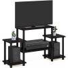 Furinno JAYA Simple Design Corner TV Stand, French Oak Grey/Black, 42.04 x 22.75 x 15.55 Inches(Dark Walnut)