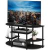 Furinno JAYA Simple Design Corner TV Stand, French Oak Grey/Black, 42.04 x 22.75 x 15.55 Inches(Espresso/Black)