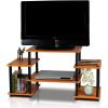 Furinno JAYA Simple Design Corner TV Stand, French Oak Grey/Black, 42.04 x 22.75 x 15.55 Inches(Light Cherry/Black)