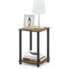 Furinno JUST Side Table Set of 2, 3-Tier Modern End Table with Charging Station, Open Shelf Night Stand, Bedside Table with USB and Type-C Charging Port, for Living Room, Bedroom, Amber Pine(Light Cherry/Black)