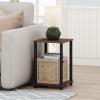 Furinno JUST Side Table Set of 2, 3-Tier Modern End Table with Charging Station, Open Shelf Night Stand, Bedside Table with USB and Type-C Charging Port, for Living Room, Bedroom, Amber Pine(Black Walnut/Brown)