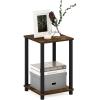 Furinno JUST Side Table Set of 2, 3-Tier Modern End Table with Charging Station, Open Shelf Night Stand, Bedside Table with USB and Type-C Charging Port, for Living Room, Bedroom, Amber Pine(Amber Pine/Black)