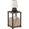 Furinno JUST Side Table Set of 2, 3-Tier Modern End Table with Charging Station, Open Shelf Night Stand, Bedside Table with USB and Type-C Charging Port, for Living Room, Bedroom, Amber Pine(Walnut/Brown)