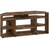Furinno Jaya Entertainment Center Stand Unit/TV Desk for up to 55 inch, White/Black(Amber Pine/Black)