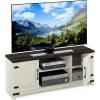 Furinno Jaya Entertainment Center Stand Unit/TV Desk for up to 55 inch, White/Black(Ebony/White Wash)