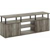 Furinno Jaya Entertainment Center Stand Unit/TV Desk for up to 55 inch, White/Black(French Oak Grey/Black/Black)
