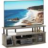 Furinno Jaya Large Entertainment Center Hold up to 55-in TV, Inch, French Oak/Black(French Oak Grey/Black)