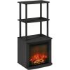 Furinno Jensen Entertainment Center Stand with Fireplace for TV up to 55 Inch, Corded Electric, White(Americano)