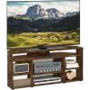 Furinno Turn-N-Tube Easy Assembly 4-Tier Petite Entertainment Center / TV Stand / TV Unit / TV Desk, Stainless Steel, Americano/Chrome(Amber Pine)