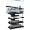 Furinno Turn-N-Tube Easy Assembly 4-Tier Petite Entertainment Center / TV Stand / TV Unit / TV Desk, Stainless Steel, Americano/Chrome(Americano)