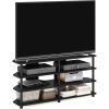 Furinno Turn-N-Tube Easy Assembly 4-Tier Petite Entertainment Center / TV Stand / TV Unit / TV Desk, Stainless Steel, Americano/Chrome(Blackwood/Black)