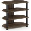 Furinno Turn-N-Tube Easy Assembly 4-Tier Petite Entertainment Center / TV Stand / TV Unit / TV Desk, Stainless Steel, Americano/Chrome(Columbia Walnut)