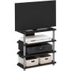 Furinno Turn-N-Tube Easy Assembly 4-Tier Petite Entertainment Center / TV Stand / TV Unit / TV Desk, Stainless Steel, Americano/Chrome(Espresso)