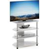 Furinno Turn-N-Tube Easy Assembly 4-Tier Petite Entertainment Center / TV Stand / TV Unit / TV Desk, Stainless Steel, Americano/Chrome(White Oak)