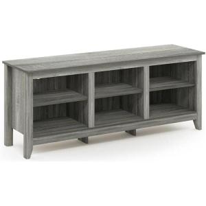 FURINNO Jensen TV Stand with Shelf, French Oak Grey, 65-Inch(French Oak)