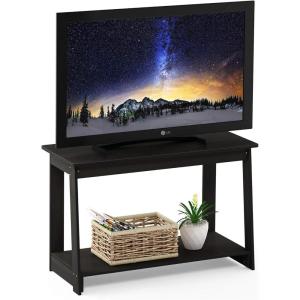 Furinno BEGINNING TV Stand, 2-Tier Entertainment Center with Open Shelf, TV Console for TV up to 36 Inch, for Living Room, Bedroom, French Oak(Espresso)