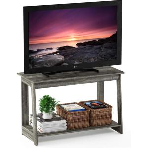 Furinno BEGINNING TV Stand, 2-Tier Entertainment Center with Open Shelf, TV Console for TV up to 36 Inch, for Living Room, Bedroom, French Oak(French Oak)