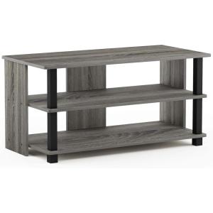 Furinno BEGINNING TV Stand, 2-Tier Entertainment Center with Open Shelf, TV Console for TV up to 36 Inch, for Living Room, Bedroom, French Oak(French Oak/Black)