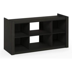Furinno Camnus Modern Living Entertainment Center Stand with Metal Frame Support for TVs up to 60 Inch, Americano/Black(Espresso)