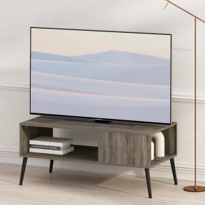 Furinno Camnus Modern Living TV Stand for TVs up to 65 Inch, Americano/Black(French Oak)