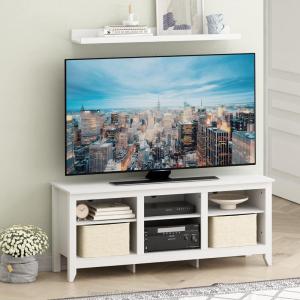 Furinno Camnus Modern Living TV Stand for TVs up to 65 Inch, Americano/Black(White)