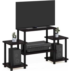 Furinno JAYA Simple Design Corner TV Stand, French Oak Grey/Black, 42.04 x 22.75 x 15.55 Inches(Dark Walnut)
