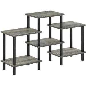 Furinno JAYA Simple Design Corner TV Stand, French Oak Grey/Black, 42.04 x 22.75 x 15.55 Inches(French Oak/Black)