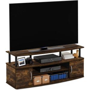 Furinno Jaya Entertainment Center Stand Unit/TV Desk for up to 55 inch, Amber Pine/Black
