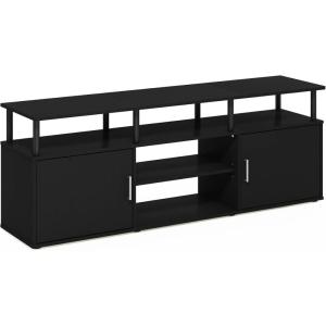 Furinno Jaya Entertainment Center Stand Unit/TV Desk for up to 55 inch, White/Black(Americano/Black)