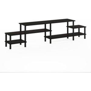 Furinno Jaya Entertainment Center Stand Unit/TV Desk for up to 55 inch, White/Black(Dark Oak)