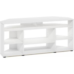 Furinno Jaya Entertainment Center Stand Unit/TV Desk for up to 55 inch, White/Black(White)