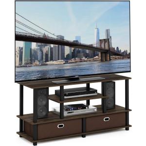 Furinno Moretti Modern Lifestyle TV Stand, Columbia Walnut(Columbia Walnut/Black/Dark Brown)