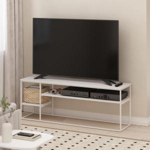 Furinno Moretti Modern Lifestyle TV Stand, Columbia Walnut(White/White)
