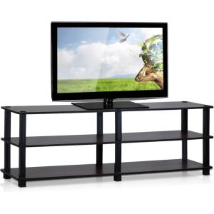 Furinno TURN-S-TUBE TV Stand, 3-Tier No Tools Entertainment Center, TV Console for TV up to 46 Inch, for Living Room, Bedroom, Espresso(Dark Cherry/Black)