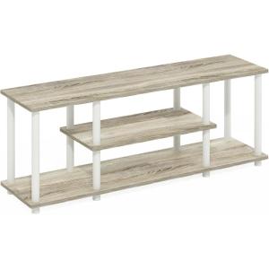 Furinno Turn-N-Tube No Tools 3D 3-Tier Entertainment TV Stand up to 50 inch TV, Round Tubes, Columbia Walnut/Black(Oak/White)