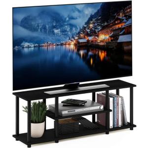 Furinno Turn-N-Tube No Tools 3D 3-Tier Entertainment TV Stand up to 50 inch TV, Round Tubes, Columbia Walnut/Black(Walnut)