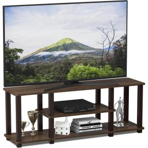 Furinno Turn-N-Tube No Tools 3D 3-Tier Entertainment TV Stand up to 50 inch TV, Round Tubes, Columbia Walnut/Black(Walnut/Brown)