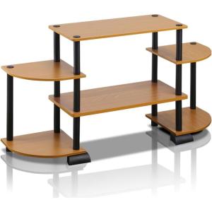 Furinno Turn-N-Tube Rounded Corner TV Entertainment Center, Light Cherry/Black(Light Cherry/Black)