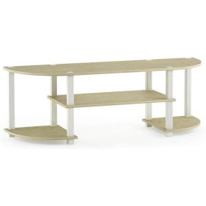 Furinno Turn-S-Tube Wide TV Entertainment Center, Black/Grey(Cream Faux Marble/White)
