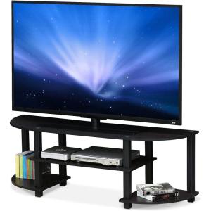 Furinno Turn-S-Tube Wide TV Entertainment Center, Black/Grey(Dark Walnut)