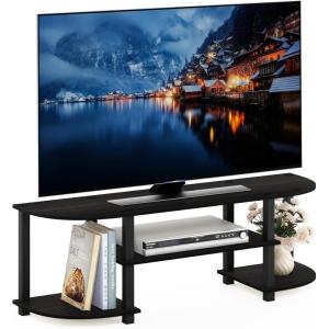 Furinno Turn-S-Tube Wide TV Entertainment Center, Black/Grey(Espresso/Black)