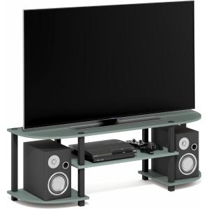 Furinno Turn-S-Tube Wide TV Entertainment Center, Black/Grey(Sage Green)