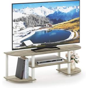 Furinno Turn-S-Tube Wide TV Entertainment Center, Black/Grey(Sonoma Oak/White)