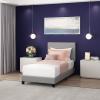 Furinno Laval Button Tufted Upholstered Platform Bed Frame, Twin, Glacier(Glacier)