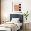 Furinno Roanne Upholstered Tufted Headboard, King, Glacier(Denim)