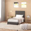 Furinno Laval Button Tufted Upholstered Platform Bed Frame, Twin, Glacier(Stone)