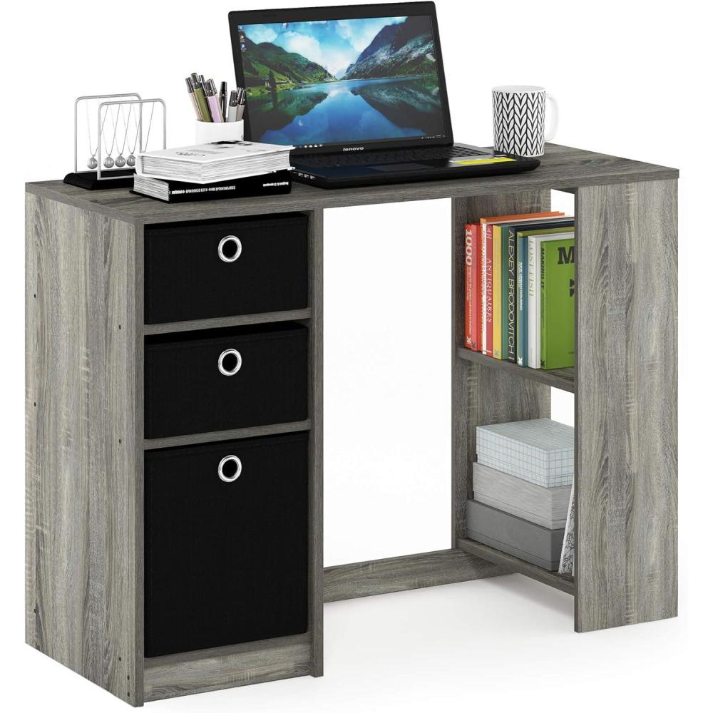 imageFURINNO Computer Study Writing Desk Espresso Model15110EXBRFrench OakBlack