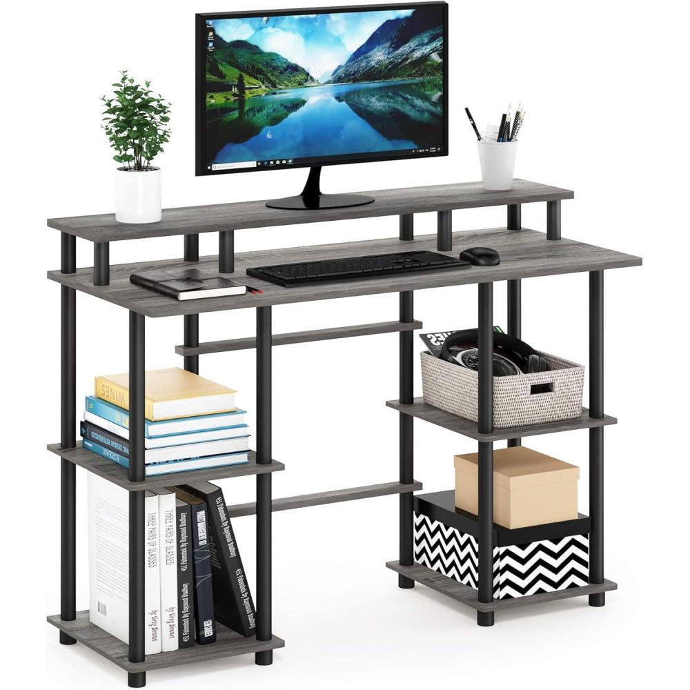 imageFURINNO TurnNTube computer Desk EspressoFrench OakBlack