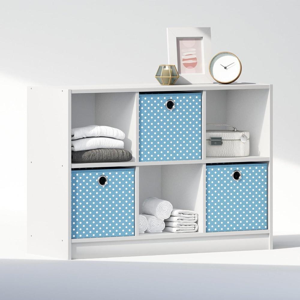 imageFurinno Cubic Closet Organizers and Storage 6Cube Closet Organizer with Bins Open Shelf Storage for Wardrobe Bedroom Living Room WhiteWhiteLight Blue
